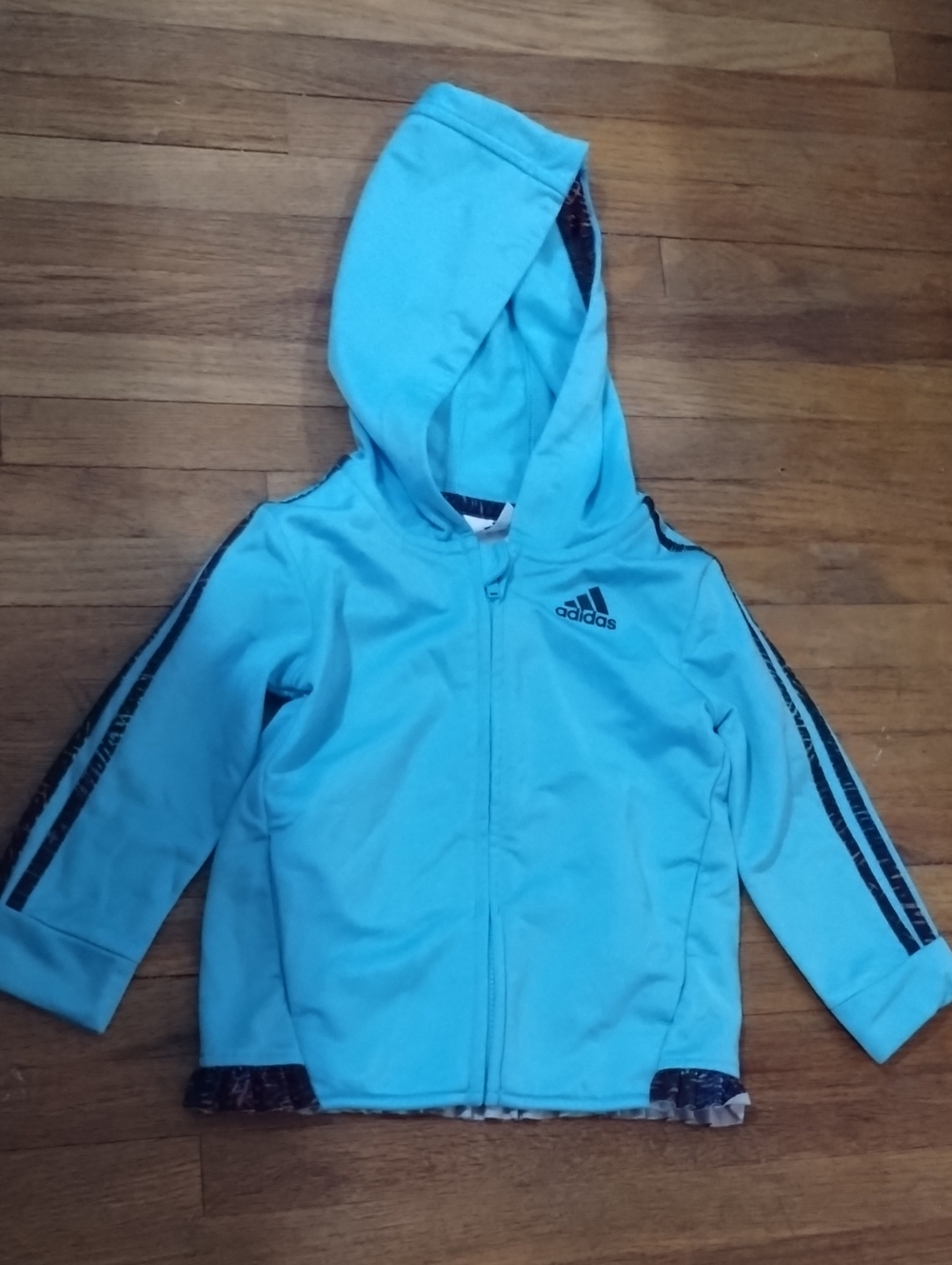 adidas Aqua Blue Children’s Hooded Zip Jacket